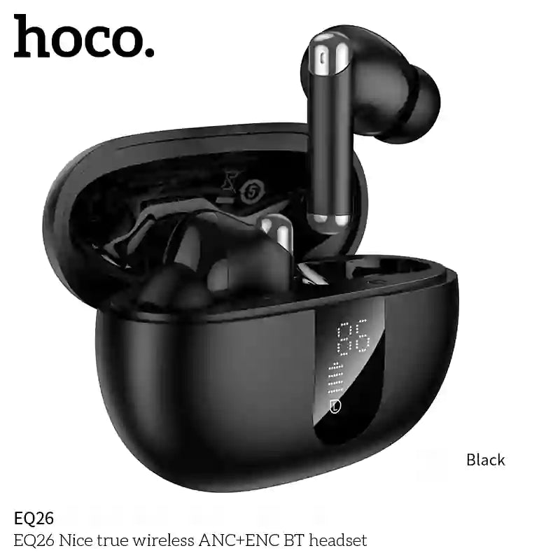 HOCO EQ26 NICE True Wireless Bluetooth Headset – ANC + ENC Noise Cancelling - Saif Al Najmi KwEarpodsHocoSaif Al Najmi KwBlackHOCO EQ26 NICE True Wireless Bluetooth Headset – ANC + ENC Noise Cancelling